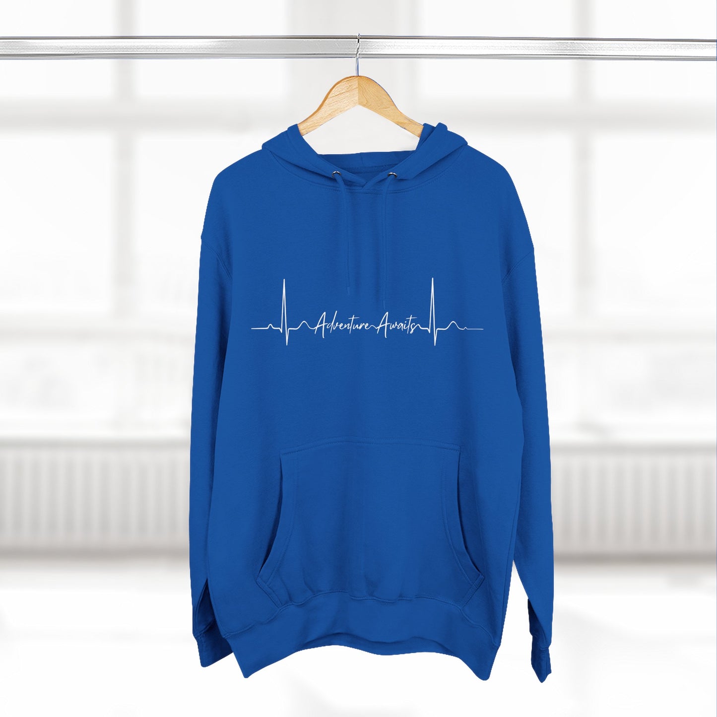 Heartbeat Adventure Awaits Fleece Hoodie - Perfect for Outdoor Adventures, Gifts for Nature Lovers, Casual Wear, Winter Wardrobe