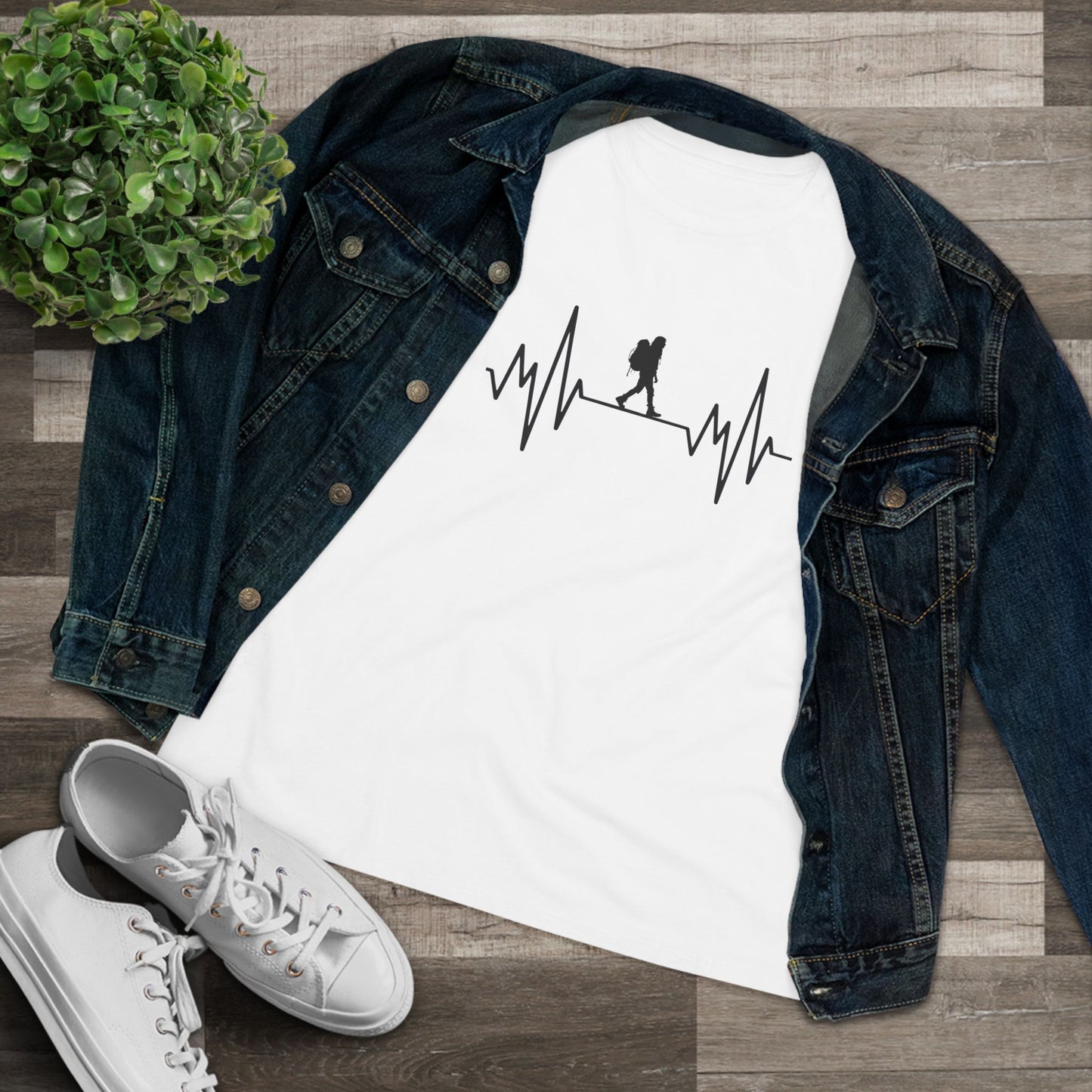Hiker Mountain Heartbeat Women's Cotton T-shirt