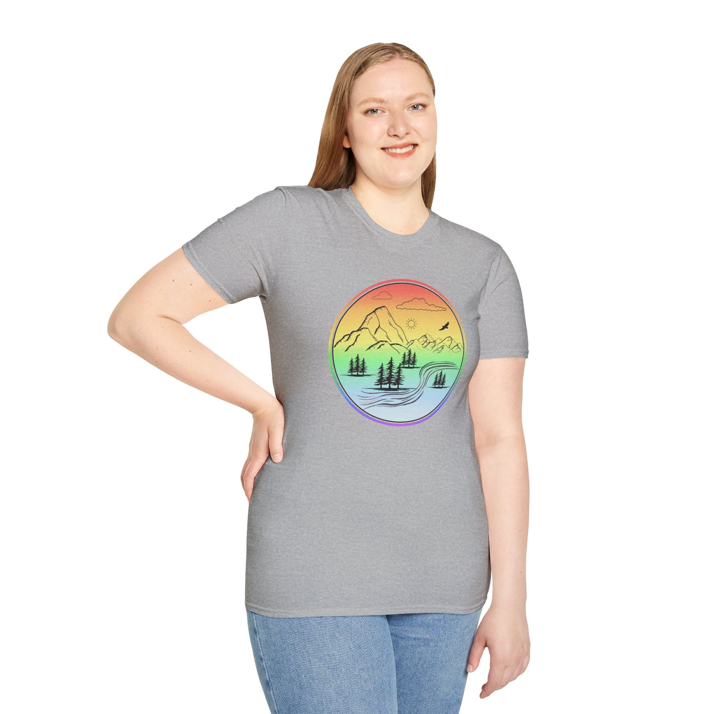 Colour Mountain Scene Unisex Softstyle T-Shirt
