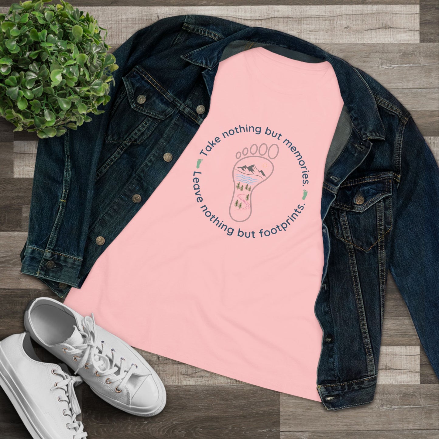 Womens Cotton Tee - Take Memories Leave Footprints