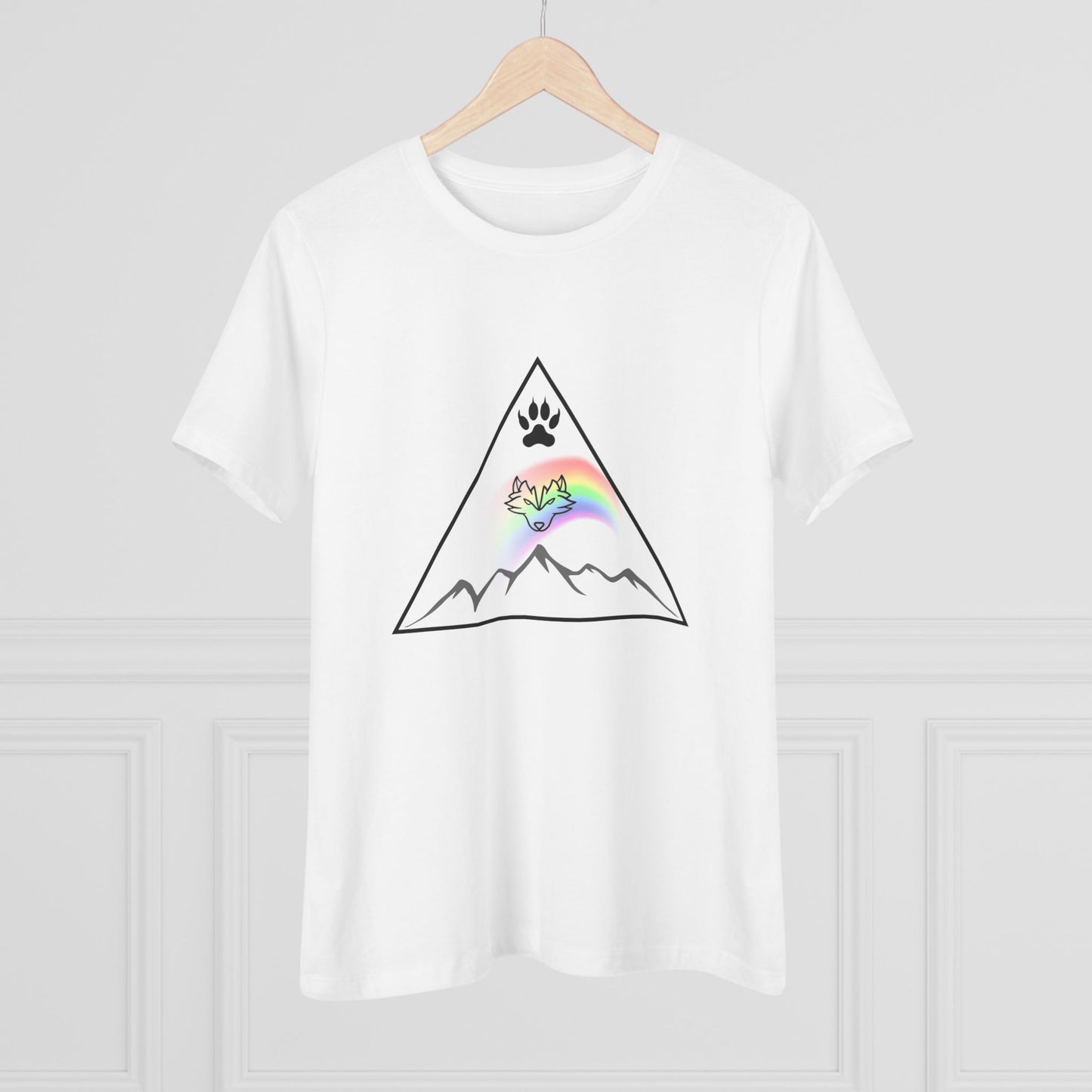 Mountain Rainbow Wolf Women's Cotton Tee