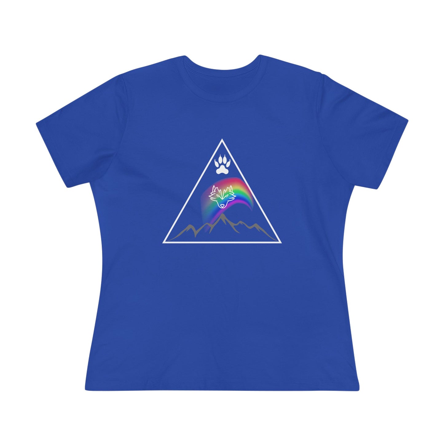 Mountain Rainbow Wolf Women's Cotton Tee