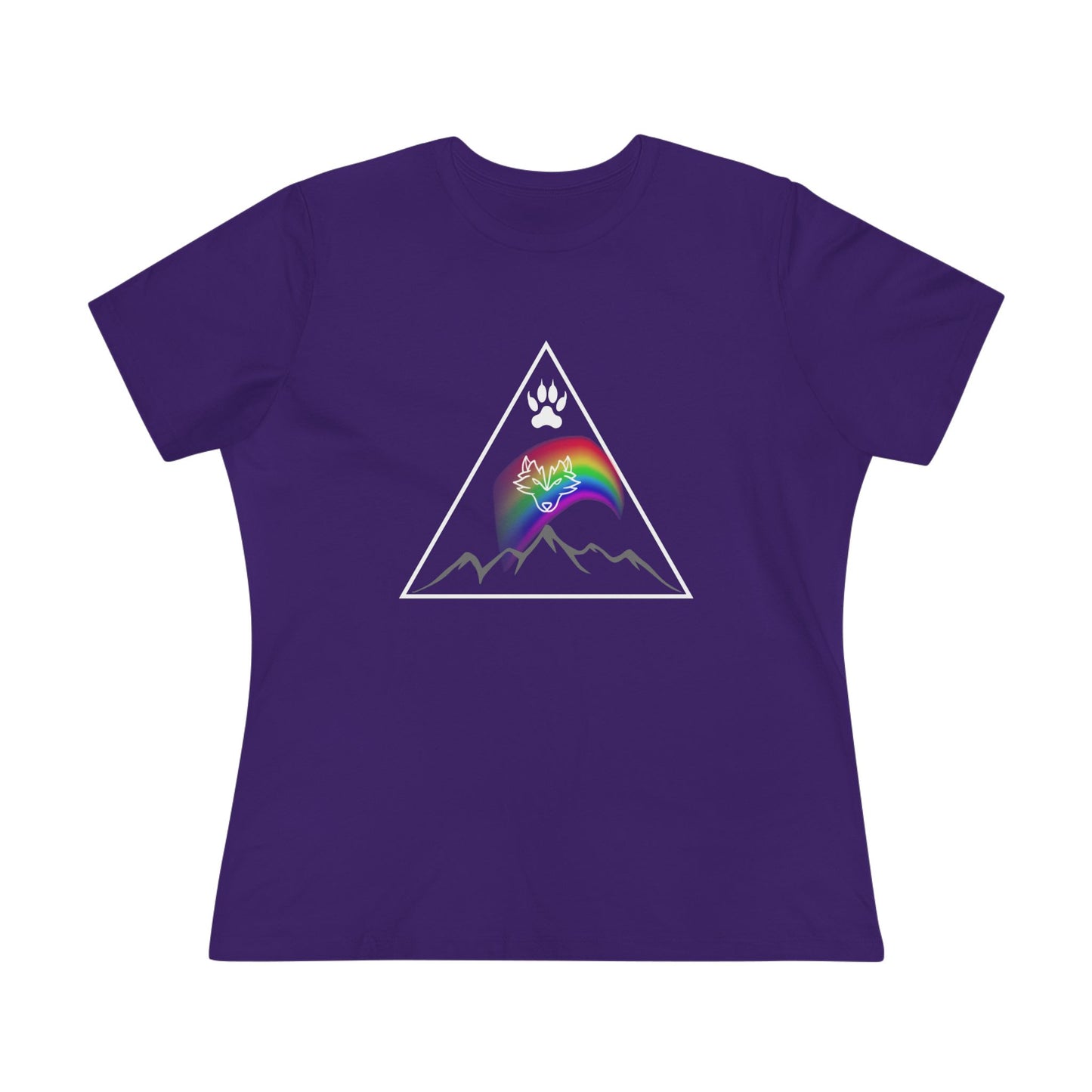 Mountain Rainbow Wolf Women's Cotton Tee