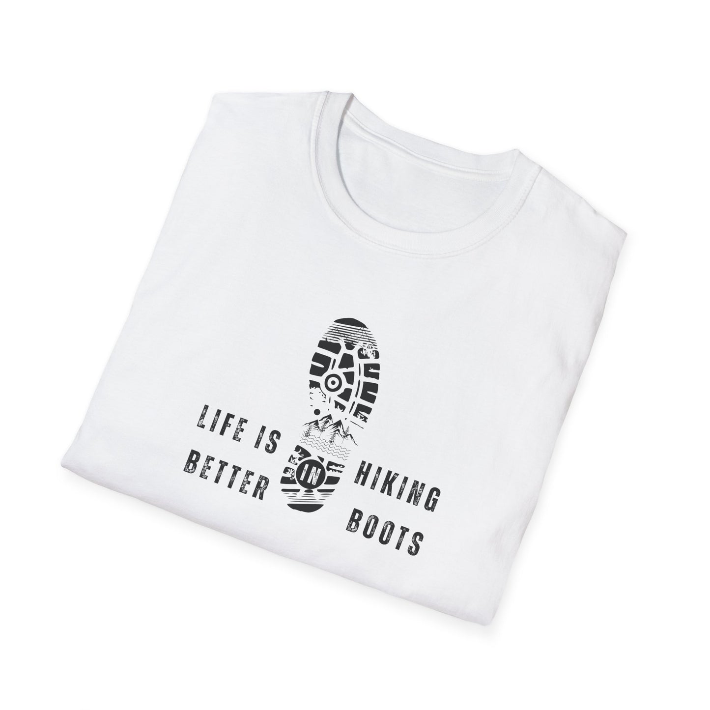 Hiking Unisex Softstyle T-Shirt: Life is Better with Hiking Boots