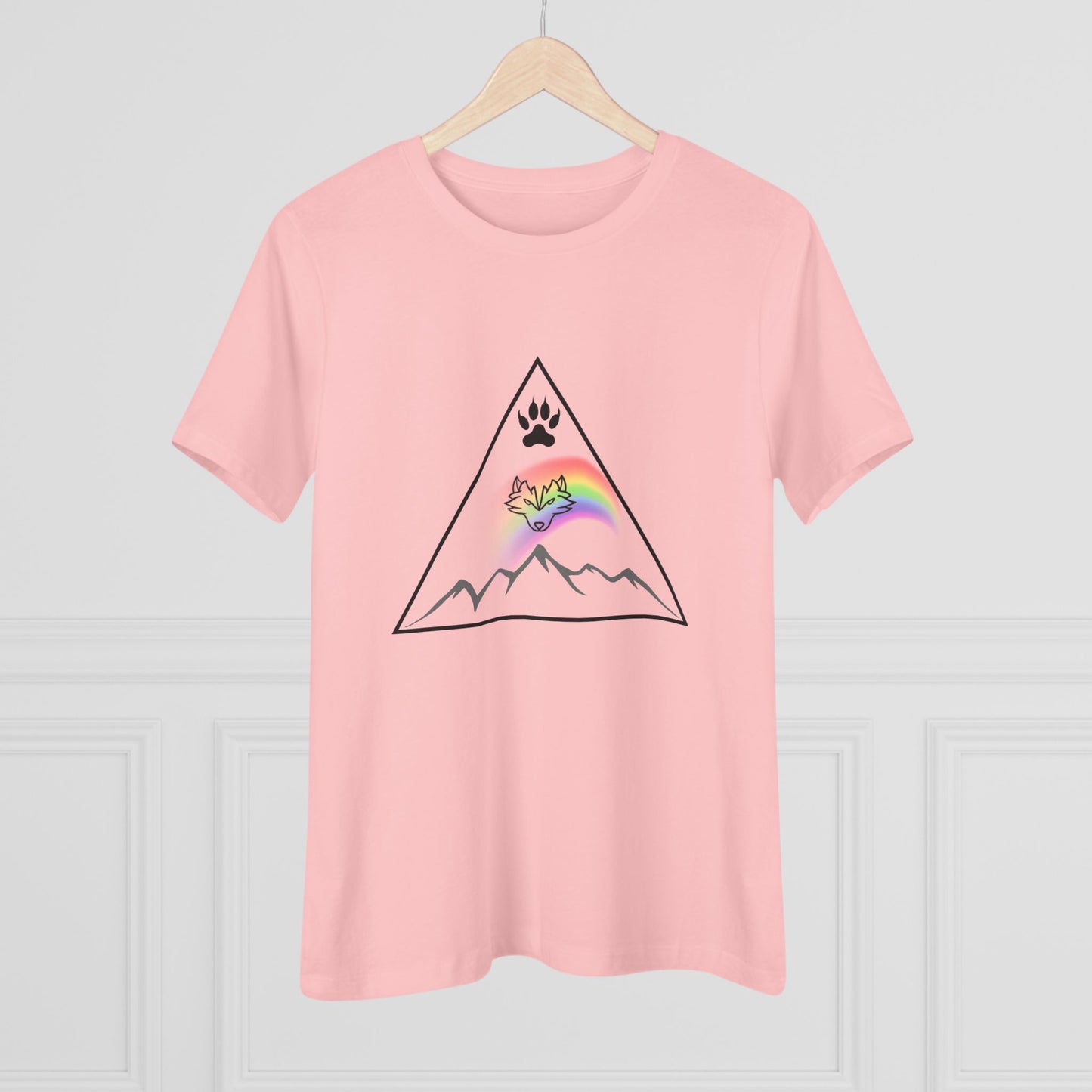 Mountain Rainbow Wolf Women's Cotton Tee