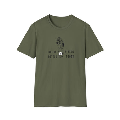 Hiking Unisex Softstyle T-Shirt: Life is Better with Hiking Boots
