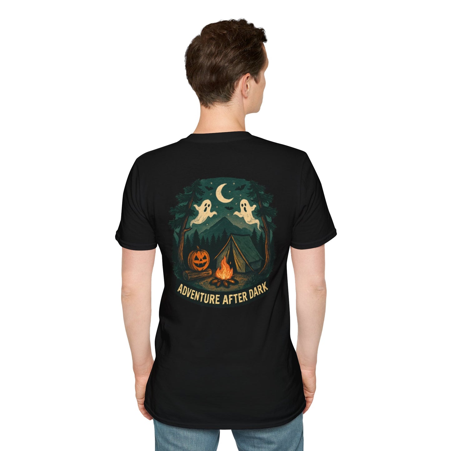 Halloween Adventure T-Shirt, Unisex Softstyle Tee, Spooky Campfire Shirt, Ghosts & Halloween Vibe, Perfect for Fall Celebrations, [...]